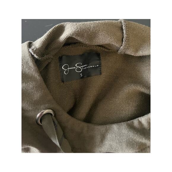 Jessica Simpson Women's Green Eyelet Sweatshirt Top Hooded  Long Sleeve Small - Picture 5 of 8